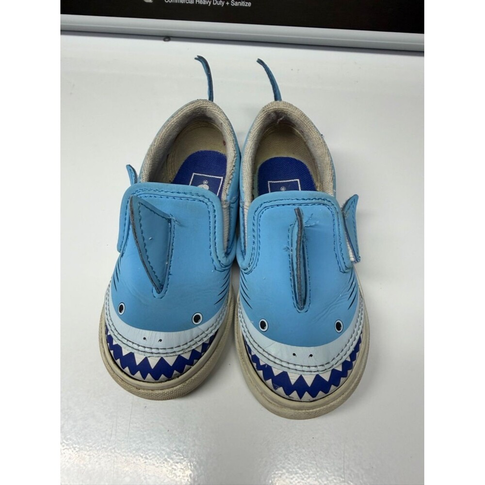 Vans Kids Shark Slip-On Sneakers in Light Blue
